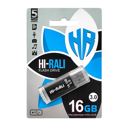 Флеш-накопичувач USB3.0 16GB Hi-Rali Rocket Series Black (HI-16GB3VCBK)