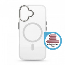 Чохол ArmorStandart Unit MagCase для Apple iPhone 17 Matte Clear Silver + Pink Button Set (ARM90580)