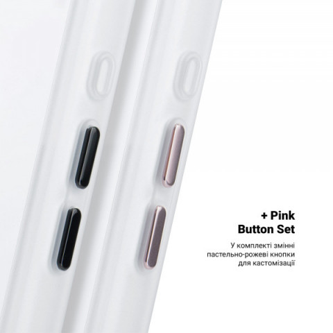 Чохол ArmorStandart Unit MagCase для Apple iPhone 17 Matte Clear Silver + Pink Button Set (ARM90580)