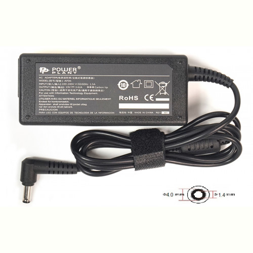 Блок живлення PowerPlant для ноутбука Asus 220V, 19V 65W 3.42A, 4.0х1.35мм (AS65F4014)