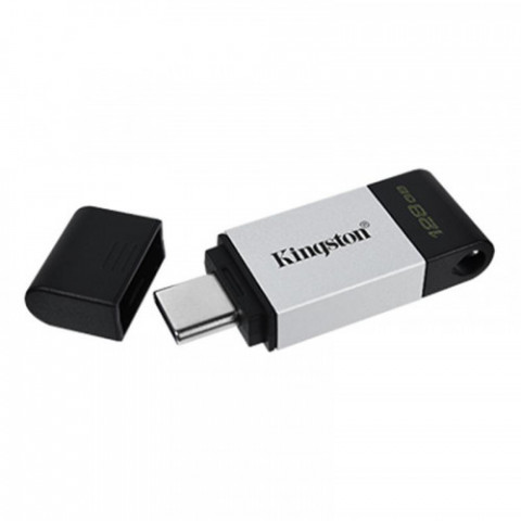 Флеш-накопичувач USB3.2 128GB Type-C Kingston DataTraveler 80 Grey/Black (DT80/128GB)