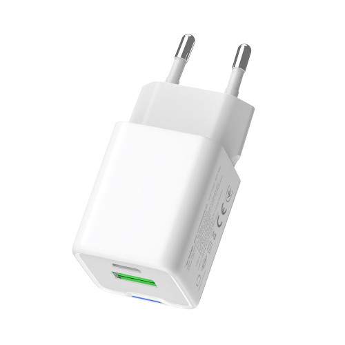 Мережевий зарядний пристрій ColorWay GaN Mini 30W PD Port PPS USB (Type-C PD + USB QC4.0) White (CW-CHS053PD-WT)