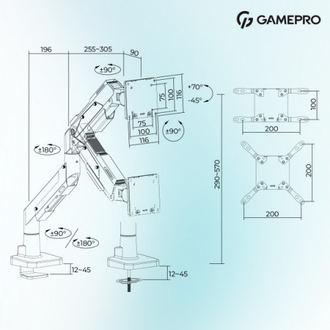 Настільне кріплення для монітора GamePro MAG701WBL Купити в Україні