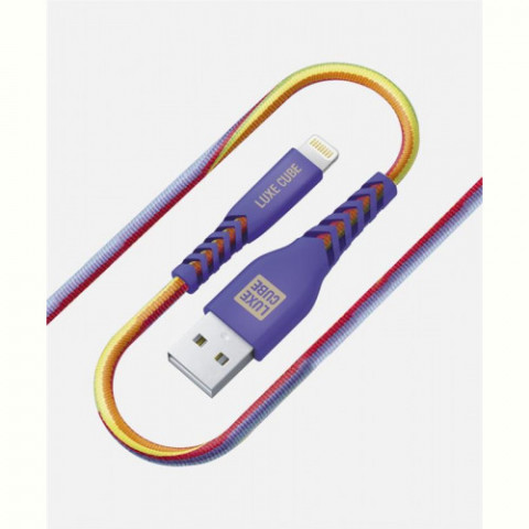 Кабель Luxe Cube Kevlar USB - Lightning (M/M), 1.2 м, райдужний (8886668686341)