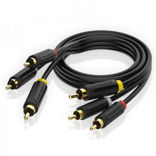 Кабель Vention 3xRCA - 3xRCA, 1 m, Black (BCABF)