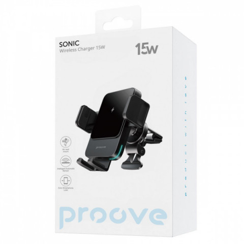 Автомобільний тримач з Бездротовим ЗП Proove Sonic 15W black Купити в Україні