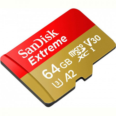 Карта пам`ятi MicroSDXC 64GB C10 UHS-I SanDisk Extreme V30 U3 R170/W80MB/s (SDSQXAH-064G-GN6AA)