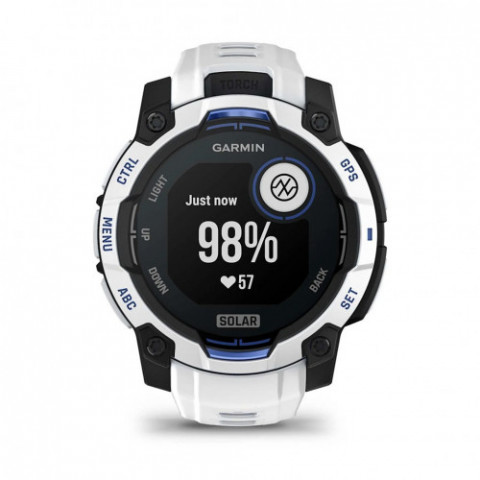 Смарт-годинник Garmin Instinct 3 45mm Solar Whitestone with Whitestone/Bolt Blue Silicone Band (010-02934-03)