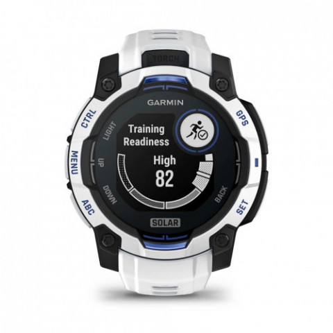 Смарт-годинник Garmin Instinct 3 45mm Solar Whitestone with Whitestone/Bolt Blue Silicone Band (010-02934-03)