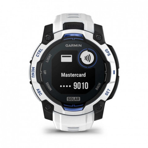 Смарт-годинник Garmin Instinct 3 45mm Solar Whitestone with Whitestone/Bolt Blue Silicone Band (010-02934-03)