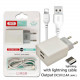 Мережевий зарядний пристрій XO L65 (2USBх2.4A) White (L65-L-WH) + кабель Lightning