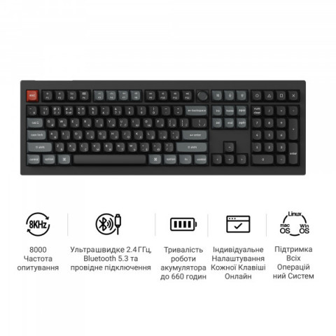 Клавіатура бездротова Keychron V6 Ultra Keychron Red Switch Black RGB (V6U-D1-UA) Купити в Україні