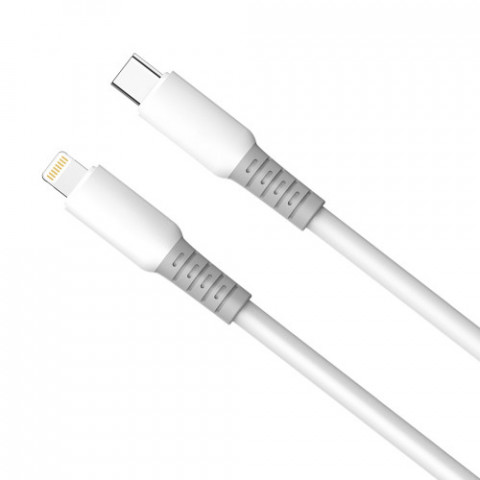 Кабель ColorWay USB Type-C - Lightning (M/M), liquid silicone, 3А, 1 м, White (CW-CBPDCL093-WT)