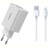 Мережевий зарядний пристрій Proda PD-A28i (2USB 2.4A) White (PD-A28i-WH) + кабель Ligthtning