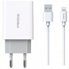 Мережевий зарядний пристрій Proda PD-A28i (2USB 2.4A) White (PD-A28i-WH) + кабель Ligthtning