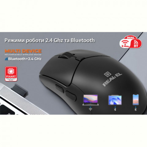 Миша бездротова REAL-EL RM-460W Black