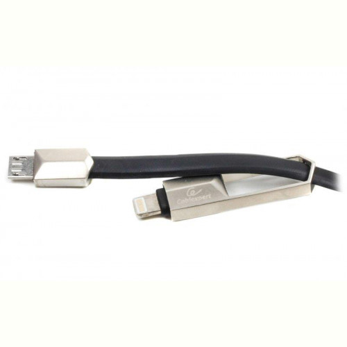 Кабель Cablexpert (CCPB-ML-USB-05BK) USB 2.0 BM - Lightning + microUSB, преміум, плоский, 1м, чорний