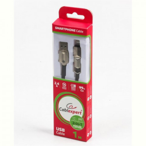 Кабель Cablexpert (CCPB-ML-USB-05BK) USB 2.0 BM - Lightning + microUSB, преміум, плоский, 1м, чорний