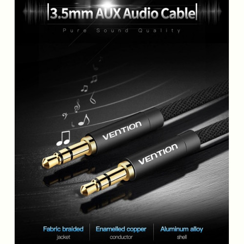 Кабель Vention Audio 3.5 mm M - 3.5 mm M, 1 m, Black (P350AC100-B-M)