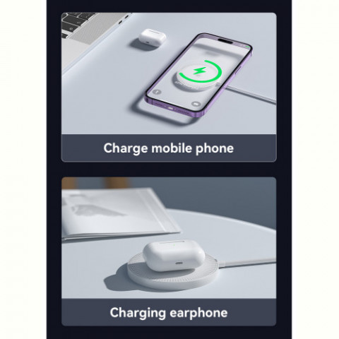 Бездротовий зарядний пристрій Essager Wind 2in1 Wireless Charger 15W White (EWXCX-CF02-Z)