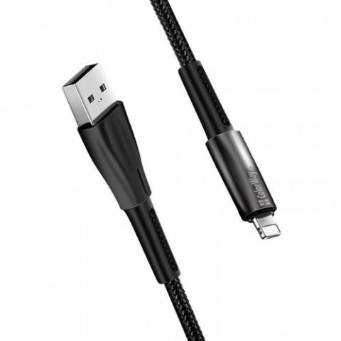 Кабель ColorWay USB-Lightning, 2.4А, 1м, Zinc Alloy + Led, Black (CW-CBUL035-BK)
