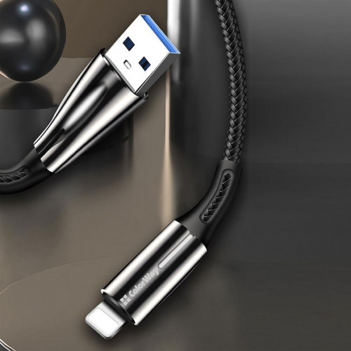 Кабель ColorWay USB-Lightning, 2.4А, 1м, Zinc Alloy + Led, Black (CW-CBUL035-BK)