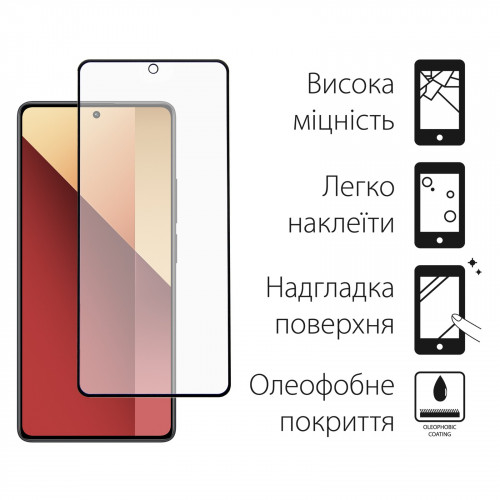 Захисне скло Dengos для Xiaomi Redmi Note 13 Pro 4G Black Full Glue (DG-TGSCP-03)