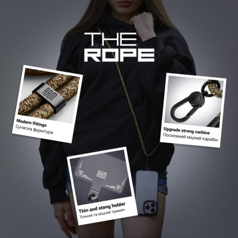 Ремінець для смартфону ArmorStandart Rope Black Amber with Clear holder (ARM67204)