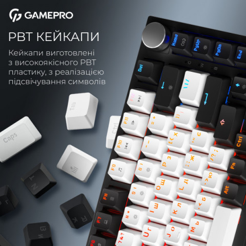 Бездротова механічна клавіатура GamePro MK160 QLAB Sakura Switch Black Купити в Україні