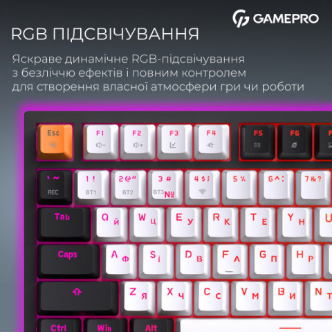 Бездротова механічна клавіатура GamePro MK160 QLAB Sakura Switch Black Купити в Україні