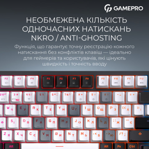 Бездротова механічна клавіатура GamePro MK160 QLAB Sakura Switch Black Купити в Україні
