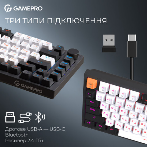 Бездротова механічна клавіатура GamePro MK160 QLAB Sakura Switch Black Купити в Україні