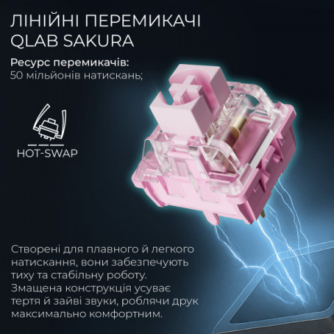 Бездротова механічна клавіатура GamePro MK160 QLAB Sakura Switch Black Купити в Україні
