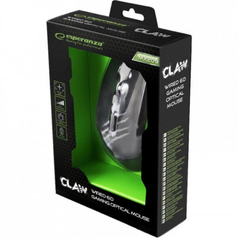 Мишка Esperanza MX209G Claw Black/Green USB