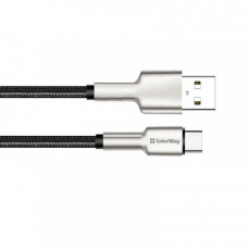 Кабель ColorWay USB - USB Type-C (M/M), metal head, 2.4 А, 1 м, Black (CW-CBUC046-BK)