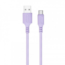 Кабель ColorWay USB-USB Type-C, soft silicone, 2.4А, 1м, Purple (CW-CBUC044-PU)