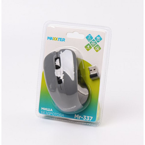 Мишка бездротова Maxxter Mr-337-Gr, сіра