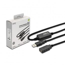 Кабель Digitus USB 2.0 (AM/AF) 10.0m, активний, Black