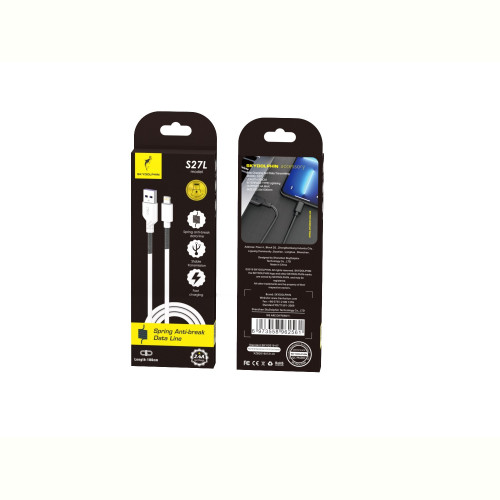 Кабель SkyDolphin S27L Spring Anti-Brake USB - Lightning (M/M), 1 м, White (SDUSB-000608)