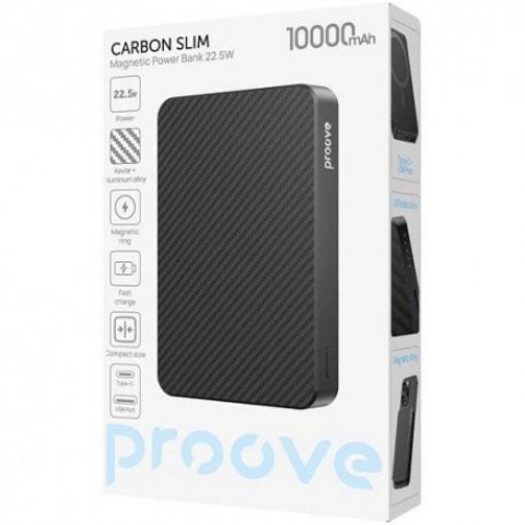 Зовнішній акумулятор Proove Carbon Slim 10000mAh 22.5W Black (PBCS22110001)