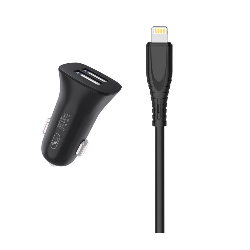 Автомобільний зарядний пристрій SkyDolphin SZ09L (2USB, 3.4A) Black (AZP-000109) + кабель Lightning