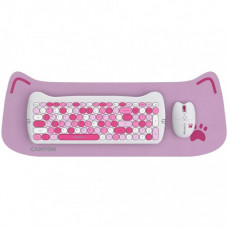 Комплект бездротовий (клавіатура, мишка) Canyon HSET-W6 Kitty Edition Pink (CNS-HSETW6PK)