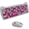 Комплект бездротовий (клавіатура, мишка) Canyon HSET-W6 Kitty Edition Pink (CNS-HSETW6PK)