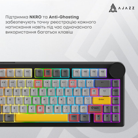 Бездротова механічна клавіатура Ajazz AK820 V2 Coconut Flake Switch (AK820-V2-CF-PWB) Купити в Україні
