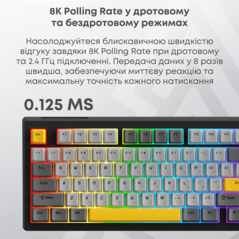 Бездротова механічна клавіатура Ajazz AK820 V2 Coconut Flake Switch (AK820-V2-CF-PWB) Купити в Україні