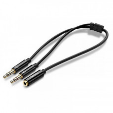 Кабель Ugreen AV140 AUX 3.5 мм TRRS  - TRSx2, 0.2 м, Black (20898)