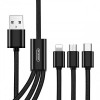 Кабель WK WDC-091th Type-C/Lightning/MicroUSB-USB 2,8А, 1.15м Black (6941027606490)