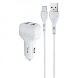 Автомобільний зарядний пристрій Hoco N5 (2USB 2.4А) White (S25695) + кабель Type-C