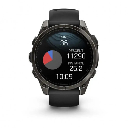 Смарт-годинник Garmin Fenix 8 43mm AMOLED Sapphire Carbon Gray DLC Titanium with Black Silicone (010-02903-28)