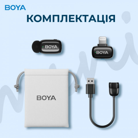 Бездротовий петличний мікрофон BOYA mini-16 Lightning Black Купити в Україні